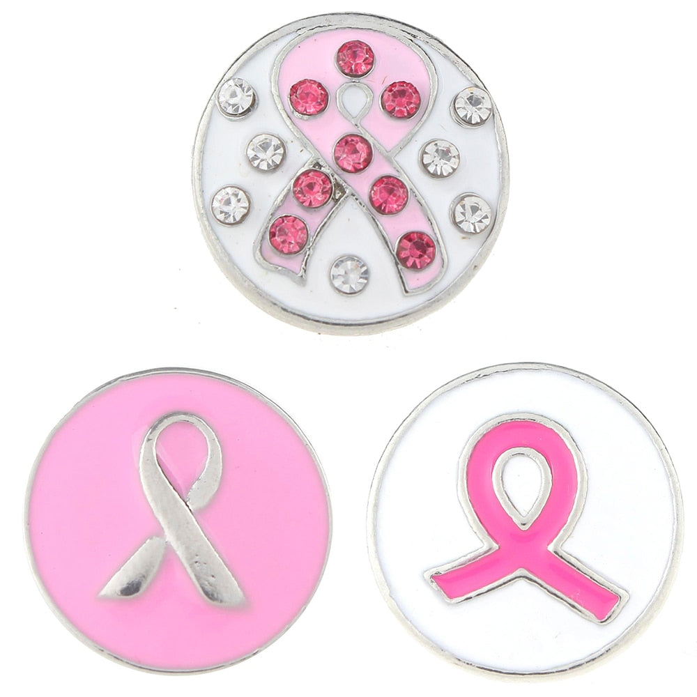 Pink Ribbon Breast Cancer Awareness Sandy Snap Interchangeable Charm