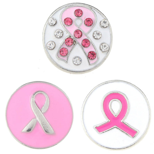 Pink Ribbon Breast Cancer Awareness Sandy Snap Interchangeable Charm