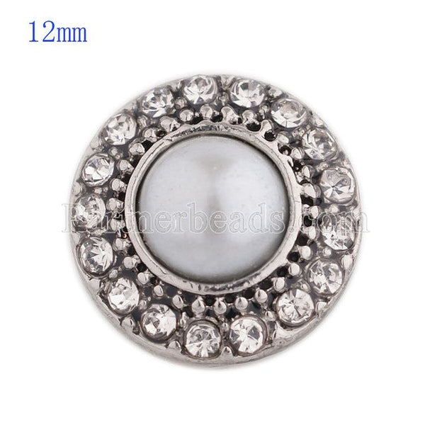 Classic Pearl Center With Crystal Smaller Size Sandy Snap Interchangeable Charm