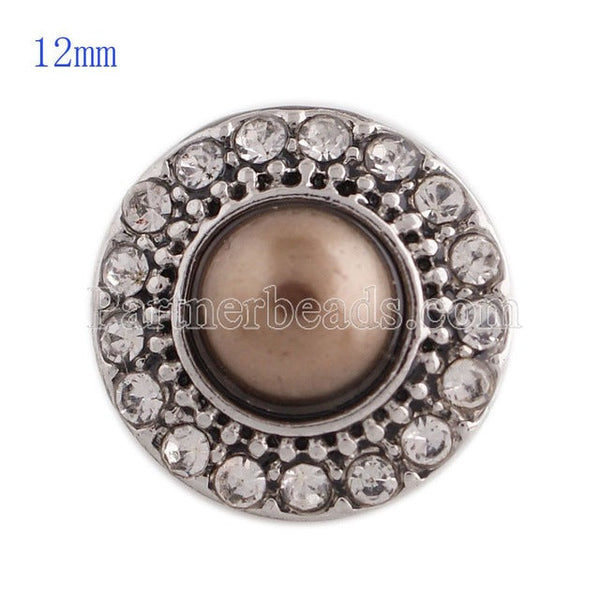 Classic Pearl Center With Crystal Smaller Size Sandy Snap Interchangeable Charm