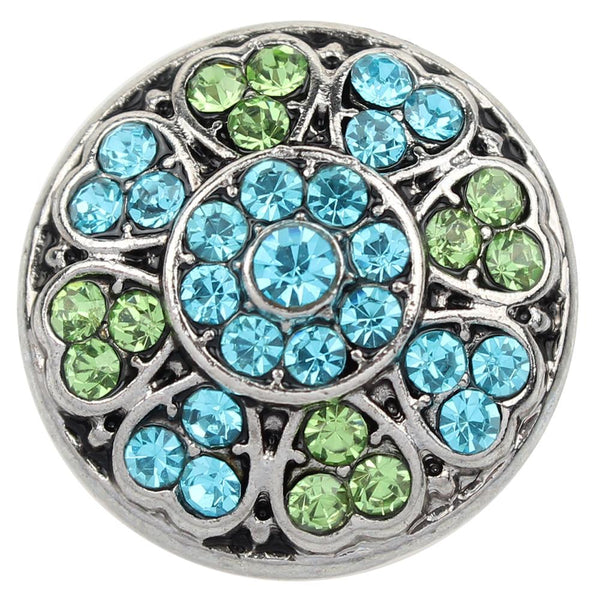 Sky Blue and Green Crystal Sandy Snap Interchangeable Charm