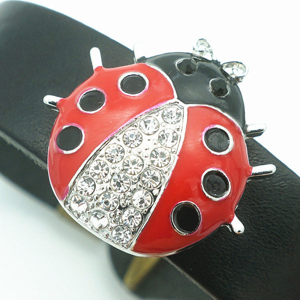 Lovely Ladybug With Rhinestone Sandy Snap Interchangeable Charm