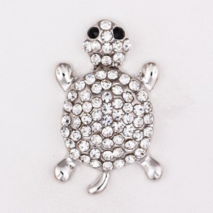 Crystal Rhinestone Turtle Sandy Snap Interchangeable Charm