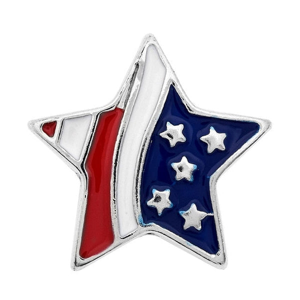 Patriotic USA Flag Star Sandy Snap Interchangeable Charm