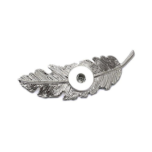 Silver Feather Sandy Snap Interchangeable Charm Hair Clip/Barrette