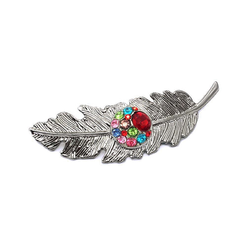 Silver Feather Sandy Snap Interchangeable Charm Hair Clip/Barrette