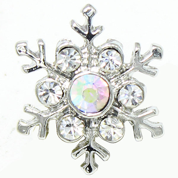 Clear Rhinestone Snowflake Sandy Snap Interchangeable Charm