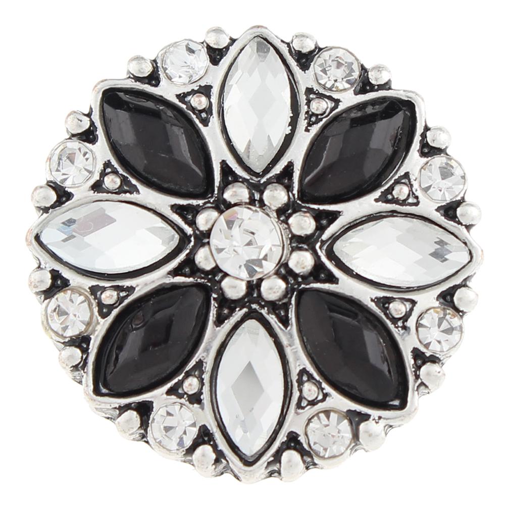 Black And Clear Crystal Design Sandy Snap Interchangeable Charm ...