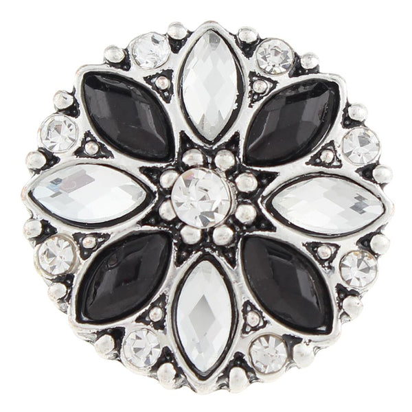 Black And Clear Crystal Design Sandy Snap Interchangeable Charm