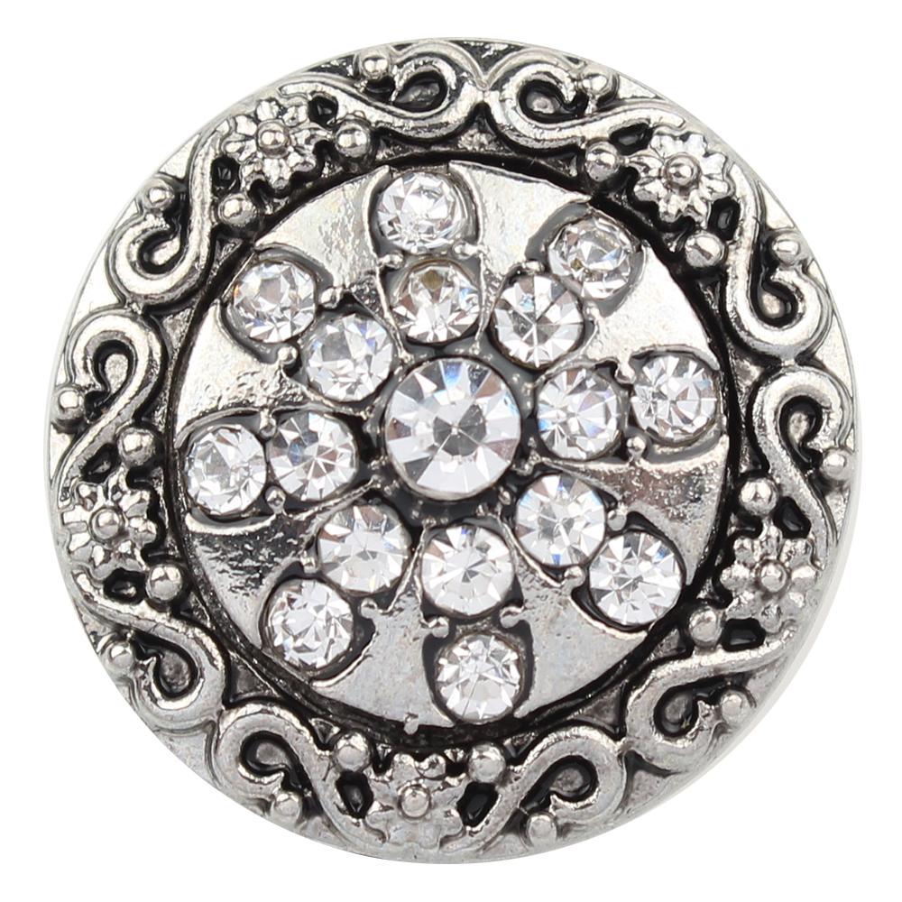 Flower Design Metal and Crystal Sandy Snap Interchangeable Charm