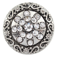 Flower Design Metal and Crystal Sandy Snap Interchangeable Charm