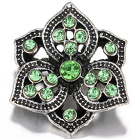 Hollow Green Crystal Flower Sandy Snap Interchangeable Charm