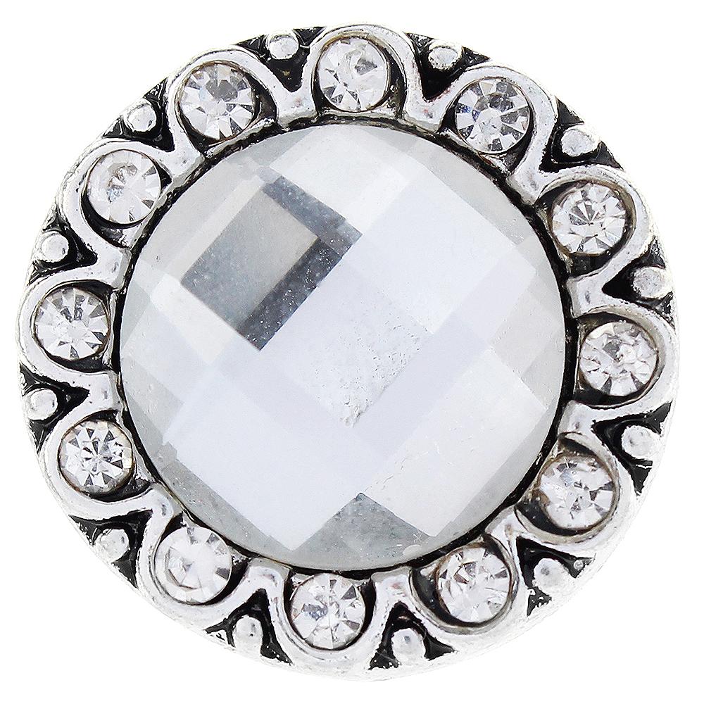 White Big Glass Crystal Sandy Snap Interchangeable Charm