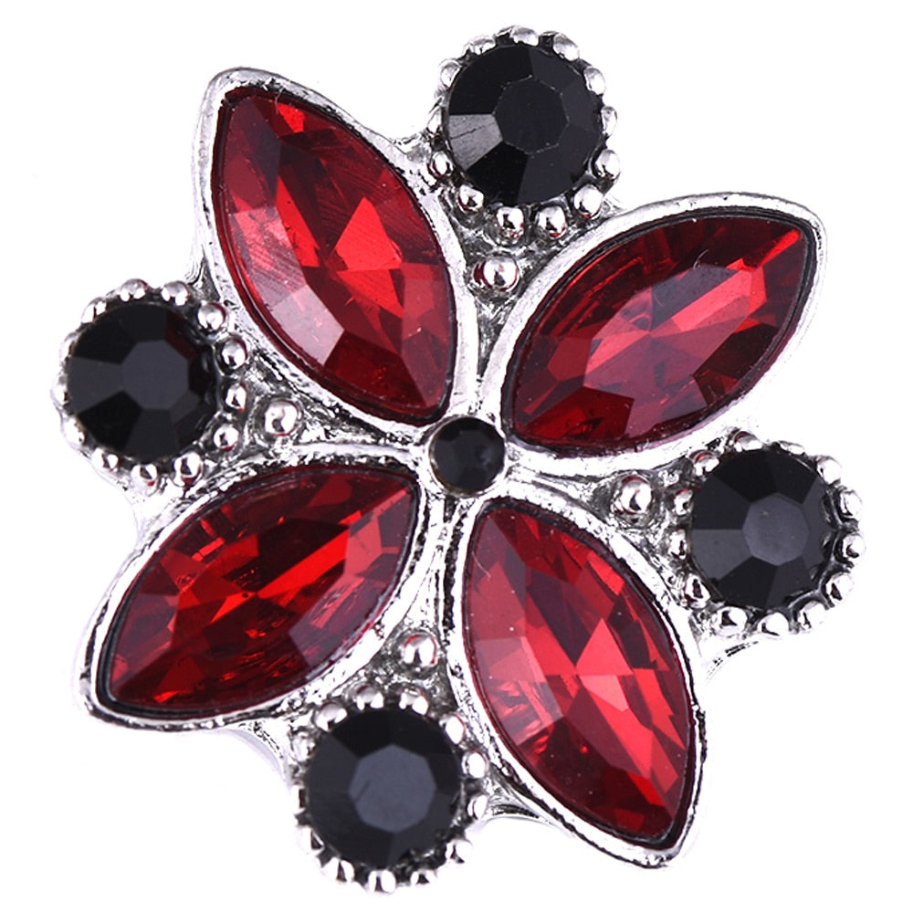 Red and Black Flower Sandy Snap Interchangeable Charm