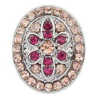 Oval Pink and Fuchsia Flower Sandy Snap Interchangeable Charm