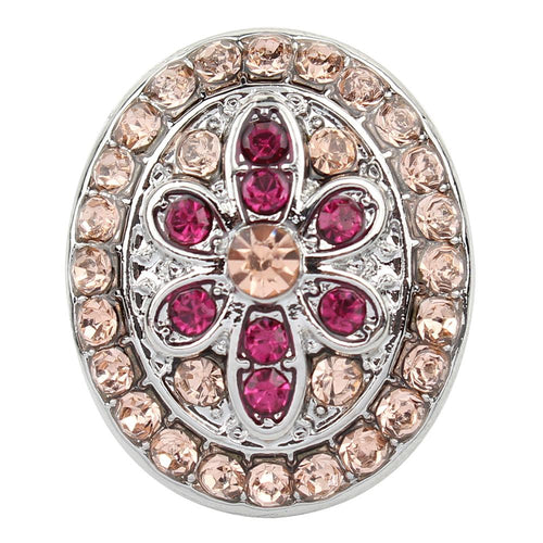 Oval Pink and Fuchsia Flower Sandy Snap Interchangeable Charm