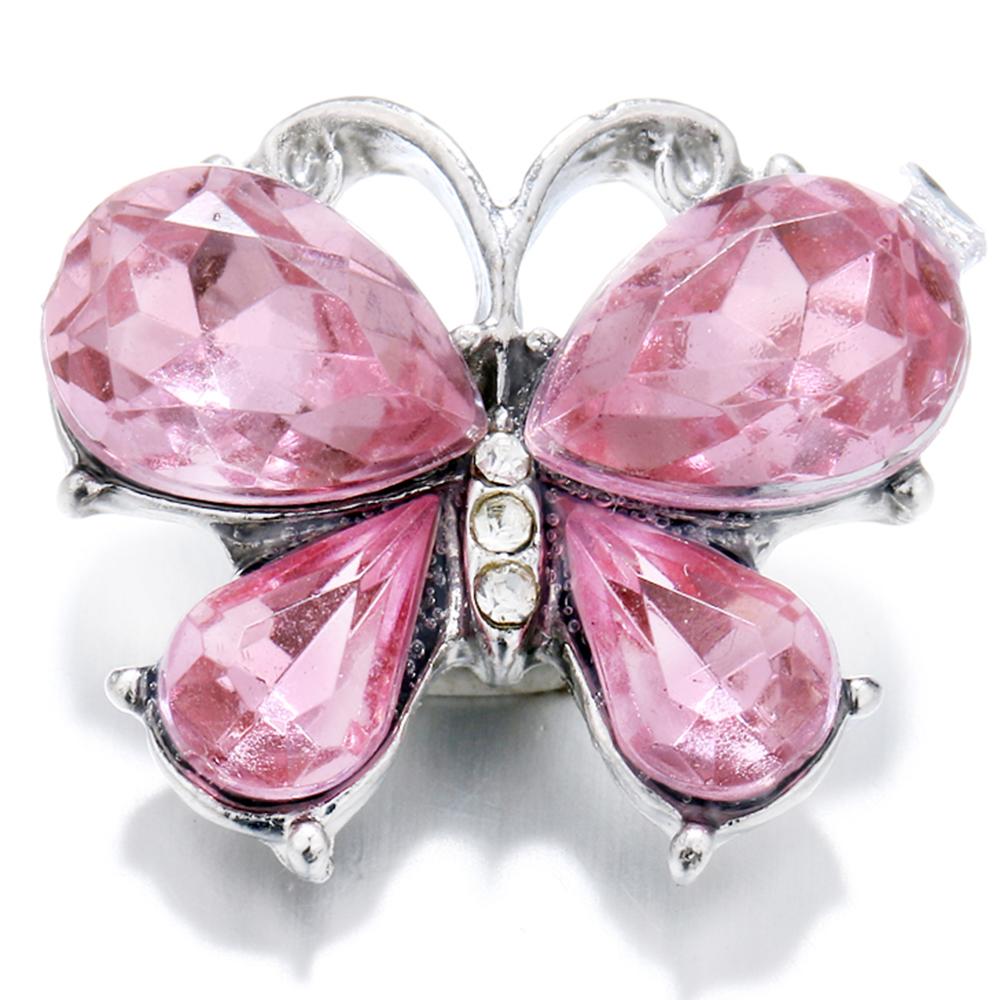 Silver and Pink Butterfly Sandy Snap Interchangeable Charm
