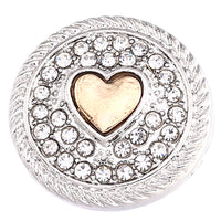 Gold Heart With Rhinestone Sandy Snap Interchangeable Charm