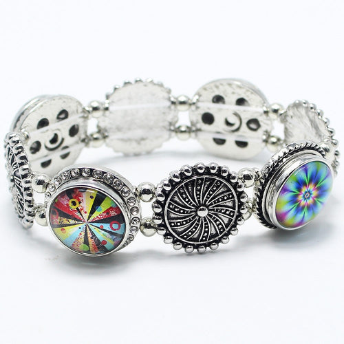 Stretchable 4 Charm Sandy Snap Interchangeable Charm Bracelet