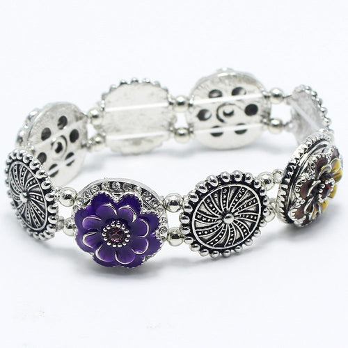 Stretchable 4 Charm Sandy Snap Interchangeable Charm Bracelet