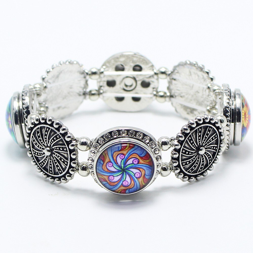 Stretchable 4 Charm Sandy Snap Interchangeable Charm Bracelet