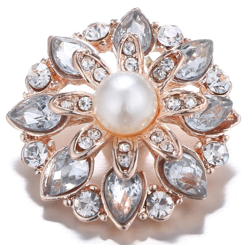 White Pearl with Crystal Teardrop Stones Sandy Snap Interchangeable Charm