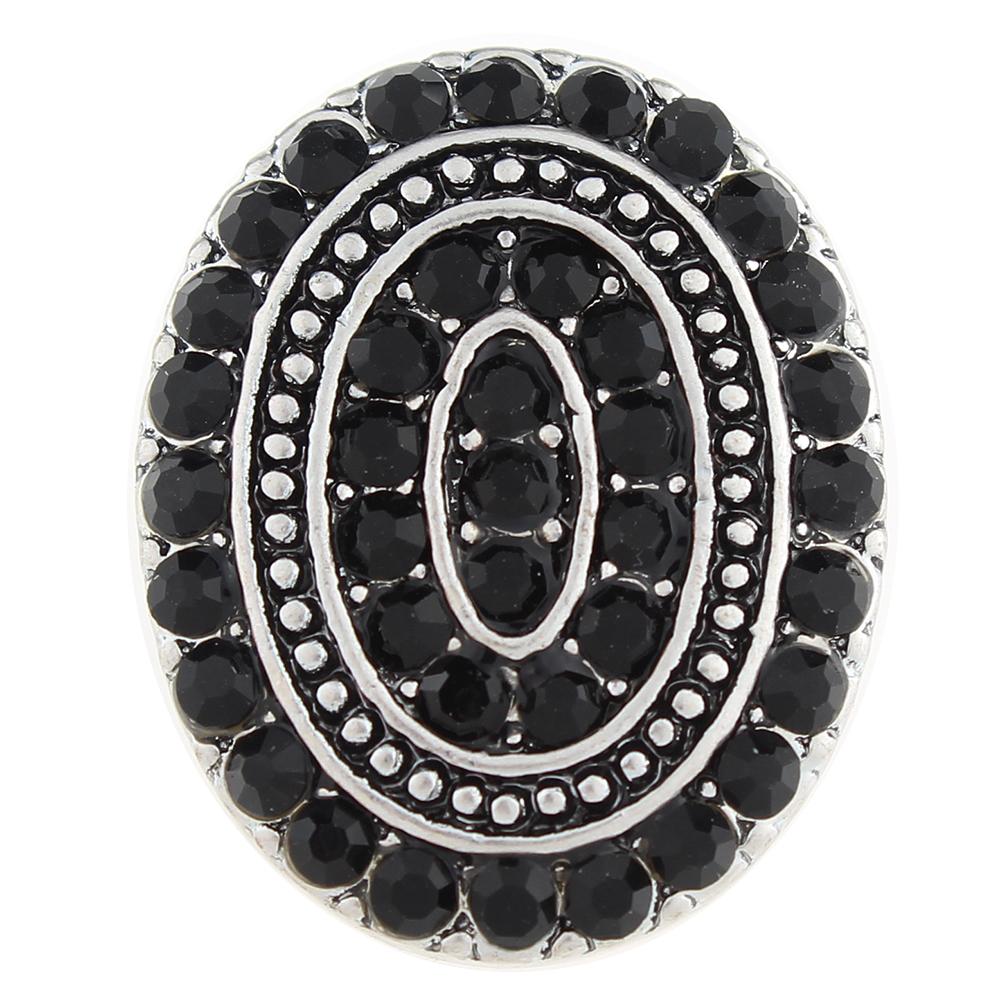 Black Oval Crystal Sandy Snap Interchangeable Charm