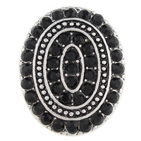 Black Oval Crystal Sandy Snap Interchangeable Charm