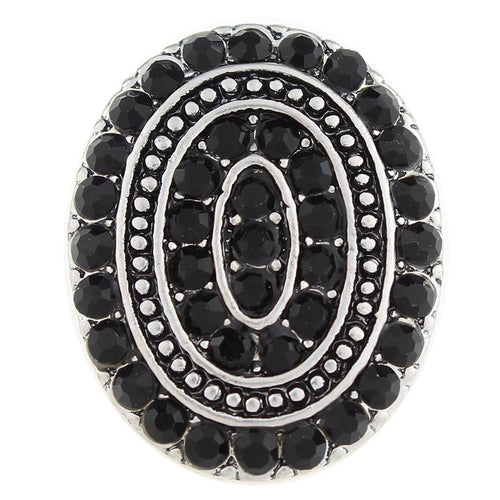 Black Oval Crystal Sandy Snap Interchangeable Charm