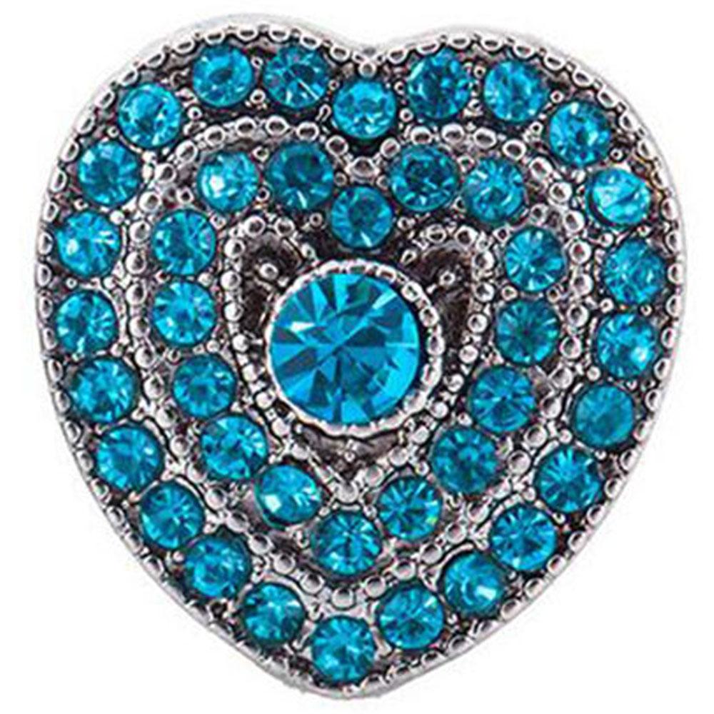 Blue Crystal Heart Sandy Snap Interchangeable Charm
