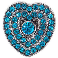 Blue Crystal Heart Sandy Snap Interchangeable Charm