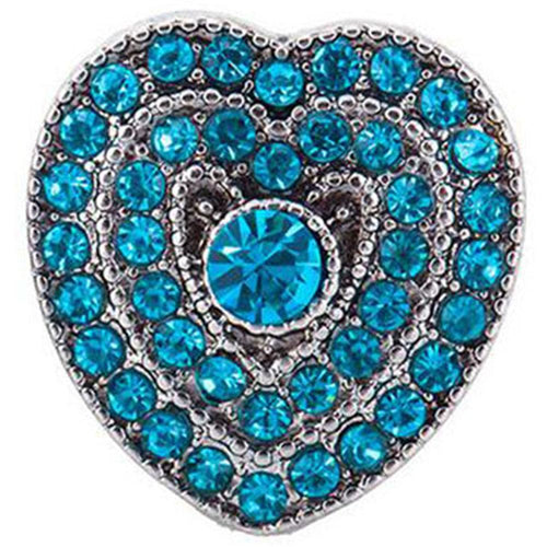 Blue Crystal Heart Sandy Snap Interchangeable Charm