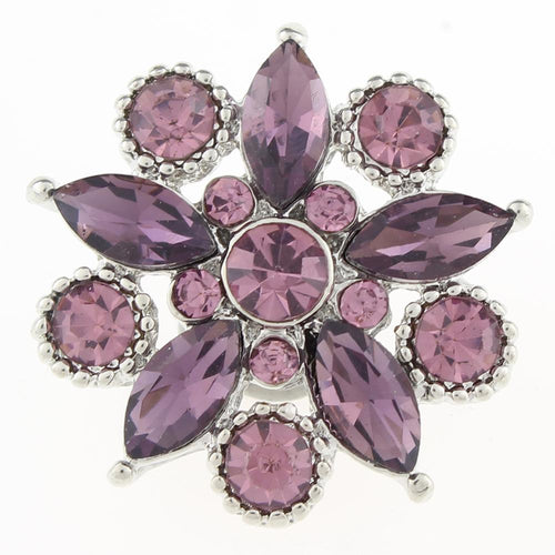 Purple Crystal Flower Sandy Snap Interchangeable Charm
