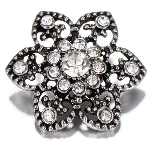 Hollow White Crystal Flower Sandy Snap International Charm