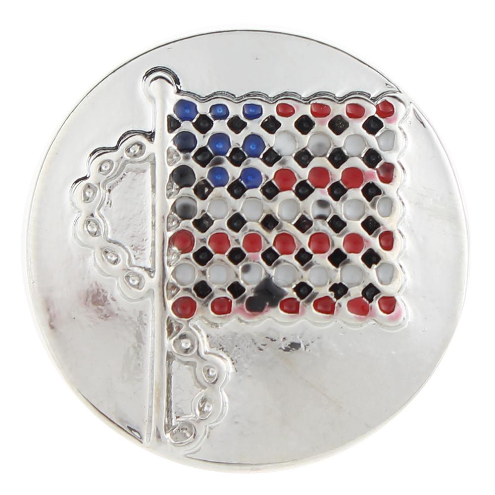 Silver and Jeweled U.S.A National Flag Sandy Snap Interchangeable Charm