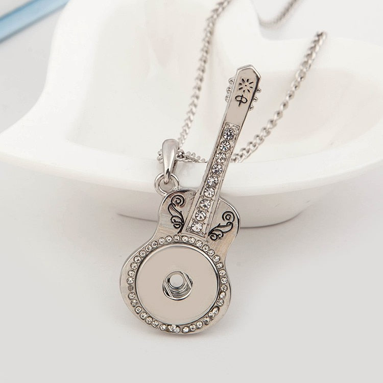 Silver Guitar Sandy Snap Interchangeable Charm Necklace