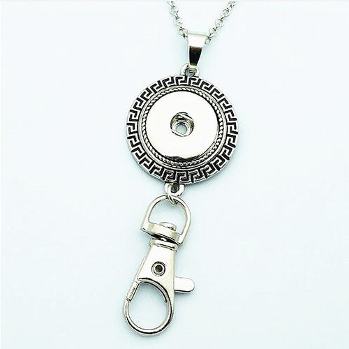 Greek Design Badge ID Holder Sandy Snap Interchangeable Charm Lanyard