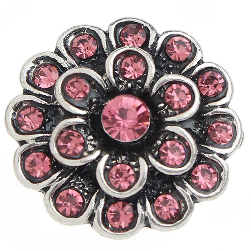 Pink Crystal Flower Sandy Snap Interchangeable Charm