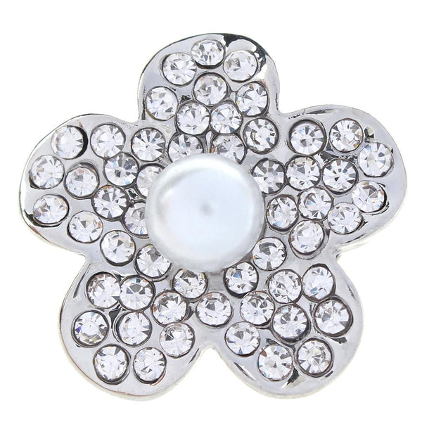 White Pearl and Crystal Flower Sandy Snap Interchangeable Charm