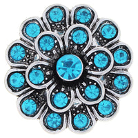 Sky Blue Crystal Flower Sandy Snap Interchangeable Charm