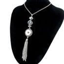 Crystal Vintage Metal Tassel Sandy Snap Interchangeable Charm Necklace