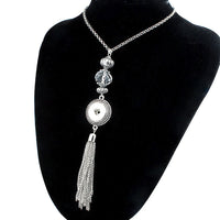 Crystal Vintage Metal Tassel Sandy Snap Interchangeable Charm Necklace