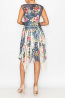 Origami Denim Rose Lace Inspired Dress 4609BG